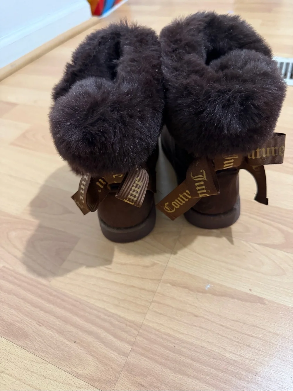 Juicy Couture Dark Brown Faux-Fur Cuffed Kids Boots